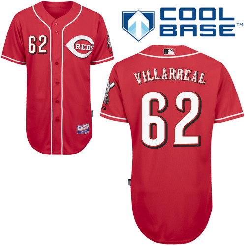 Pedro Villarreal #62 Youth Baseball Jersey-Cincinnati Reds Authentic Alternate Red Cool Base MLB Jersey